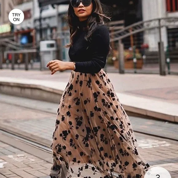 Chicwish Black and Carmel Tulle lined Skirt, XL, NWOT - Picture 7 of 10